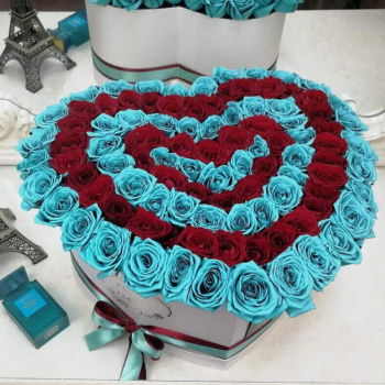 Красно-бирюзовые в сердце от 51 шт.