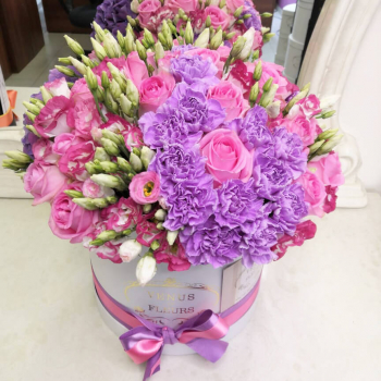 Гвоздика с эустомой в миксе от 51 шт.