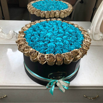 101 бирюзовая роза в коробке 101 бирюзовая роза в коробке