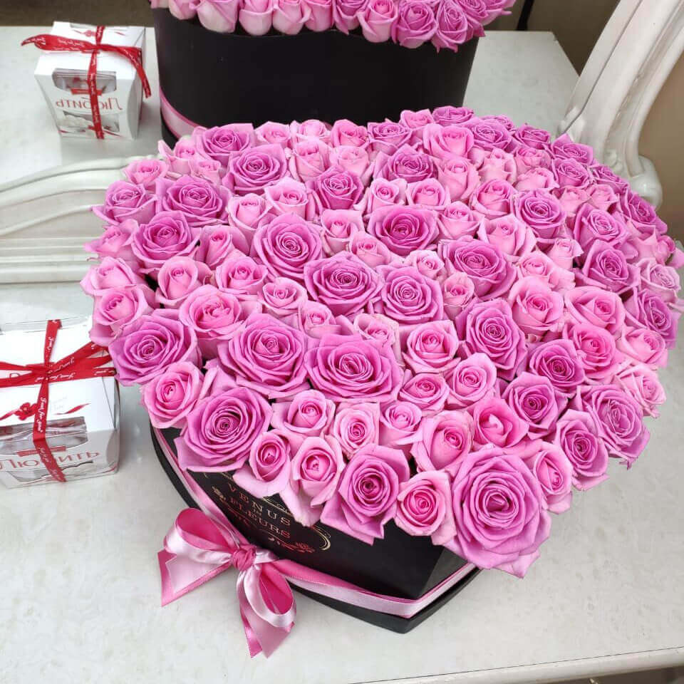 101 розовая роза в сердце - микс 101 розовая роза в сердце - микс