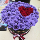 51 фиолетовая роза с красным сердцем 51 фиолетовая роза с красным сердцем
