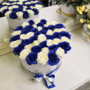 51 бело-синяя роза в коробке 51 бело-синяя роза в коробке