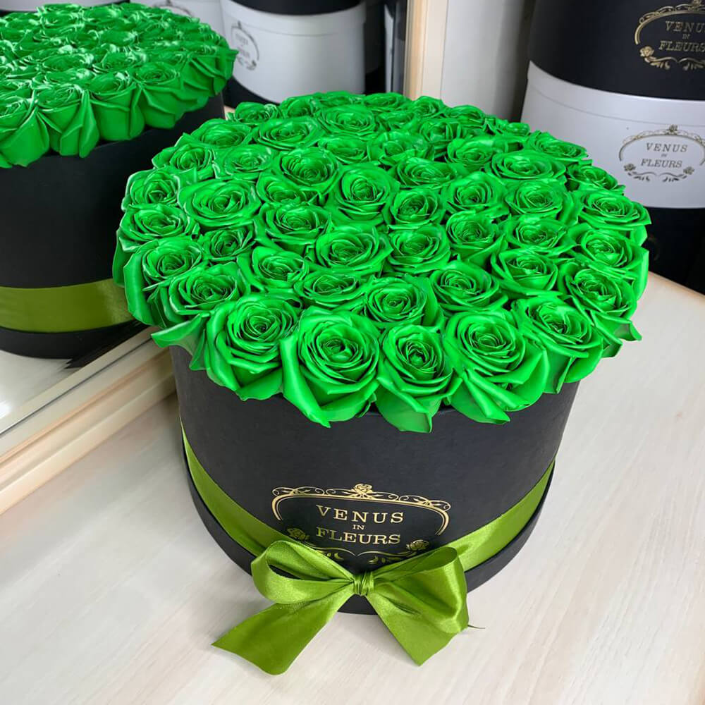 51 зеленая роза в коробке 51 зеленая роза в коробке
