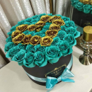 51 бирюзовая роза с золотым сердцем 51 бирюзовая роза с золотым сердцем