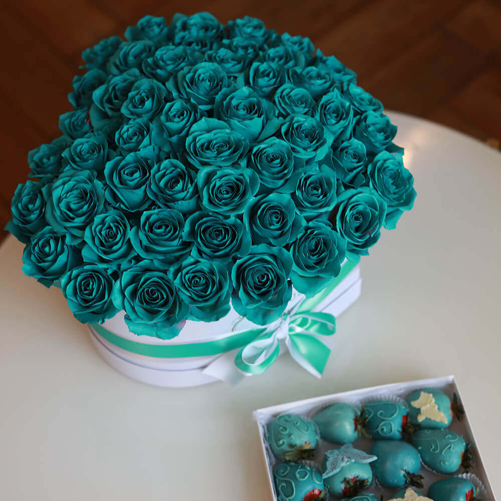 51 бирюзовая роза - сердце 51 бирюзовая роза - сердце