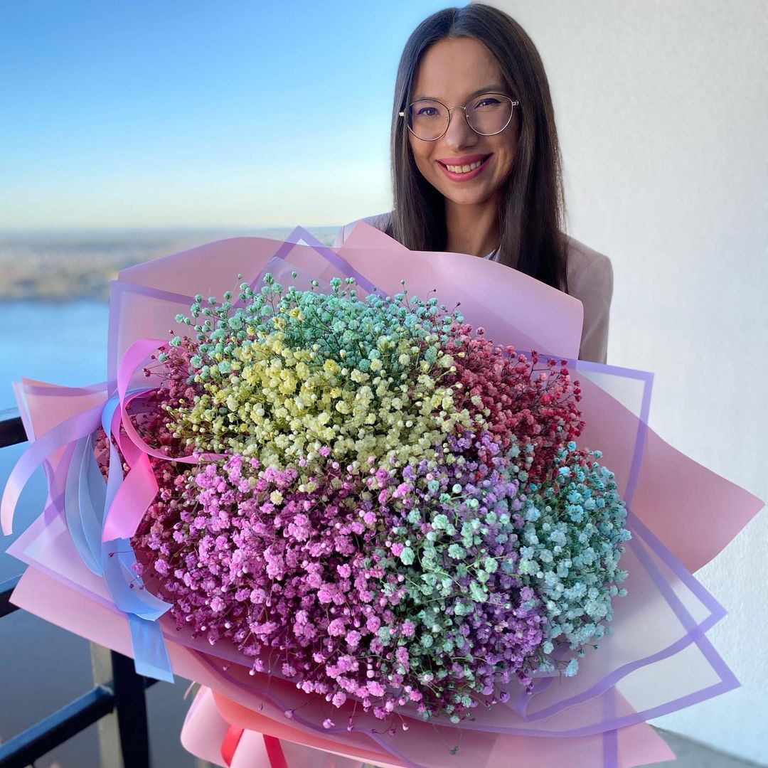 25 разноцветных гипсофил в букете 25 разноцветных гипсофил в букете