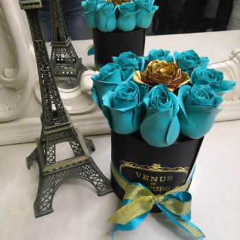 9 бирюзовых с золотой в коробке 9 бирюзовых с золотой в коробке