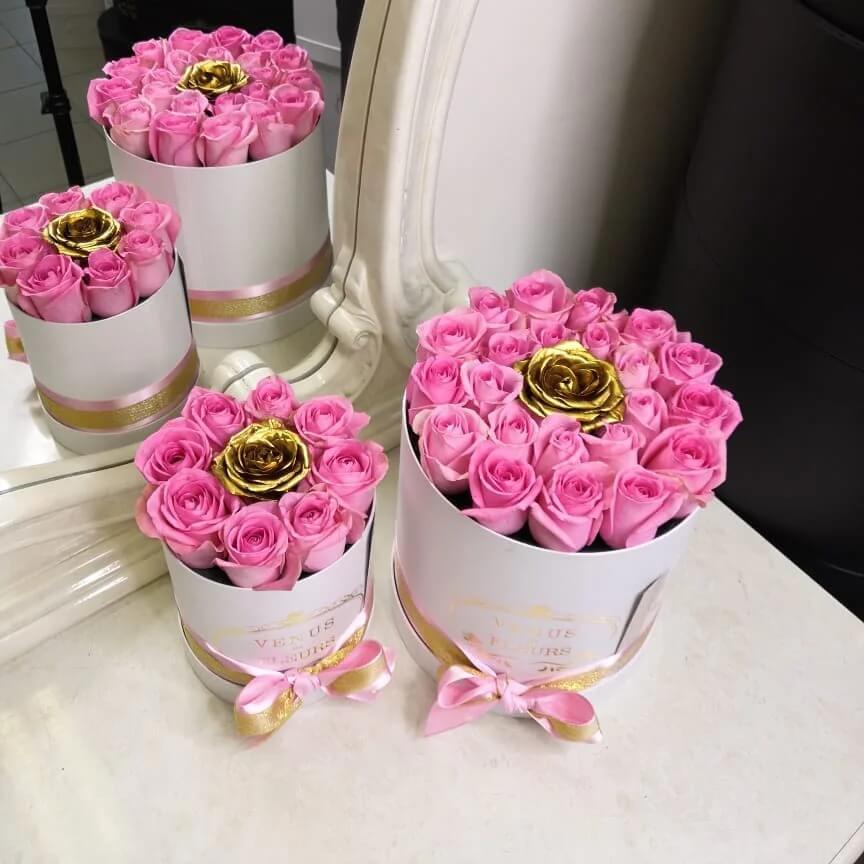 11 розовых роз в коробке 11 розовых роз в коробке