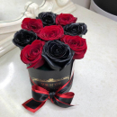9 черно-красных роз в коробке 9 черно-красных роз в коробке