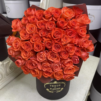 51 коралловая роза в букете