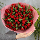 51 красный тюльпан в букете 51 красный тюльпан в букете