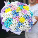 51 бело-голубая кустовая хризантема в букете 51 бело-голубая кустовая хризантема в букете