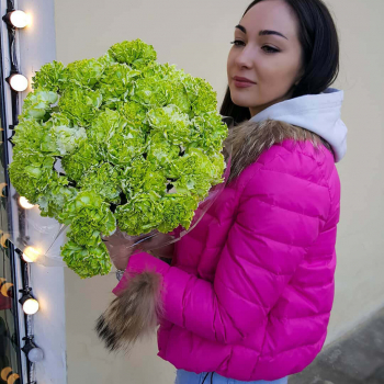 41 зеленая гвоздика в букете