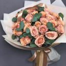 29 кофейных роз с эвкалиптом 29 кофейных роз с эвкалиптом