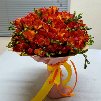 51 красная фрезия в букете