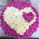 101 розовая роза с сердцами 101 розовая роза с сердцами