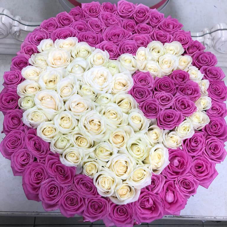 101 розовая роза с сердцами 101 розовая роза с сердцами