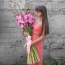 Розовые гладиолусы в букете - 15 шт. Розовые гладиолусы в букете - 15 шт.