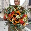 Подсолнухи с георгинами в букете - 29 шт. Подсолнухи с георгинами в букете - 29 шт.