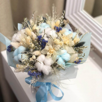 Хлопок со статицей в букете - 29 шт. Хлопок со статицей в букете - 29 шт.