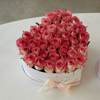 Розовые розы в сердце от 41 шт. Розовые розы в сердце от 41 шт.