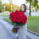 101 красная роза в букете - 70 см. 101 красная роза в букете - 70 см.