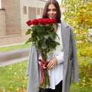 19 красных роз в букете - 80 см. 19 красных роз в букете - 80 см.