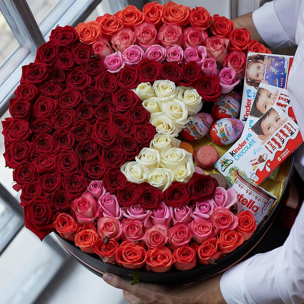 Сладкая радуга из роз - 131 шт. Сладкая радуга из роз - 131 шт.