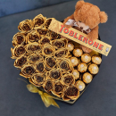 Золотые розы с мишкой от 31 шт. Золотые розы с мишкой от 31 шт.