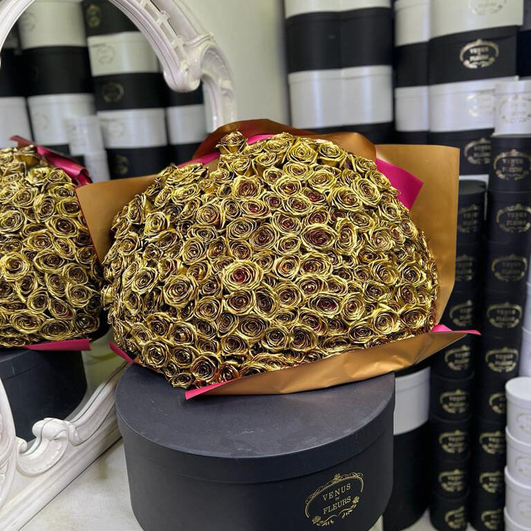 Букет из 201 золотой розы Букет из 201 золотой розы