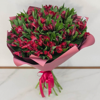 19 красных альстромерий