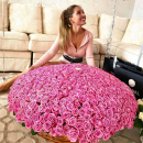 Розовые розы в корзине от 51 шт. Розовые розы в корзине от 51 шт.