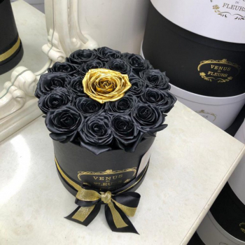 Черные розы в коробке - 19 шт. Черные розы в коробке - 19 шт.