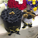 Черные розы в коробке - 29 шт. Черные розы в коробке - 29 шт.