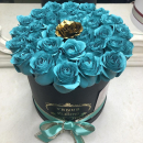 Бирюзовые розы в коробке - 29 шт. Бирюзовые розы в коробке - 29 шт.
