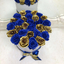 Сине-золотые розы в коробке - 29 шт Сине-золотые розы в коробке - 29 шт