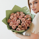 Кофейные розы в букете - 31 шт. Кофейные розы в букете - 31 шт.
