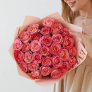 Розовые розы в букете - 31 шт. Розовые розы в букете - 31 шт.