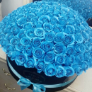 Голубые розы в коробке от 9 шт. Голубые розы в коробке от 9 шт.