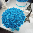 Голубые розы в коробке от 9 шт. Голубые розы в коробке от 9 шт.