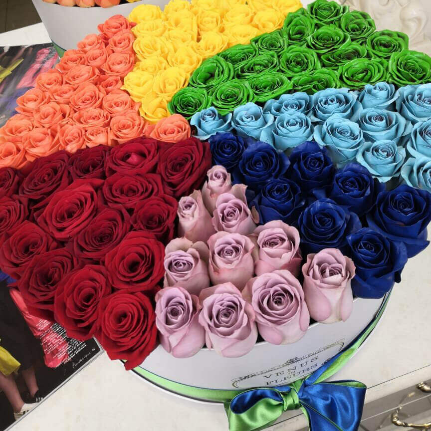 81 разноцветная роза - радуга 81 разноцветная роза - радуга