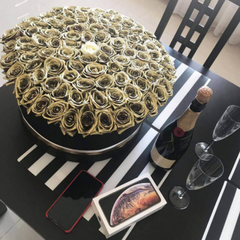 Золотые розы "White point" от 9 шт.