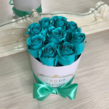 9 бирюзовых роз в коробке 9 бирюзовых роз в коробке