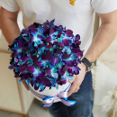 Синие орхидеи в коробке от 29 шт. Синие орхидеи в коробке от 29 шт.