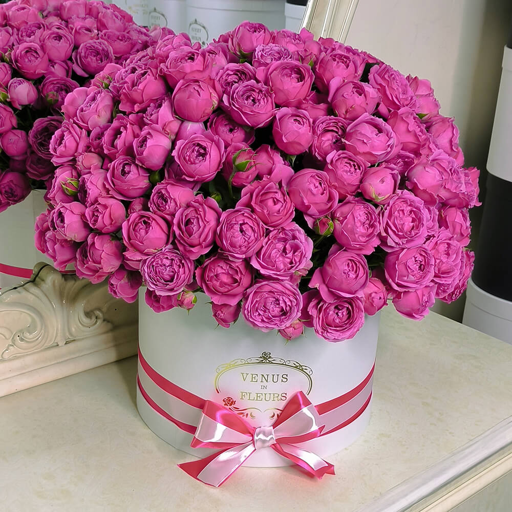 Пионовидные розы в коробке - 51 шт. Пионовидные розы в коробке - 51 шт.