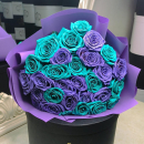 Фиолетово-бирюзовые розы - 31 шт. Фиолетово-бирюзовые розы - 31 шт.