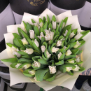 51 белый тюльпан в букете 51 белый тюльпан в букете