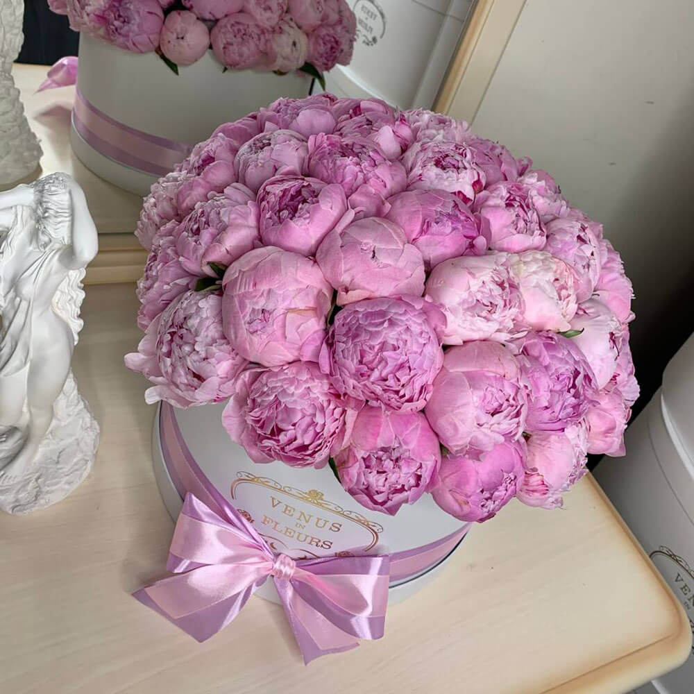 Букет пионов в коробке Букет пионов в коробке