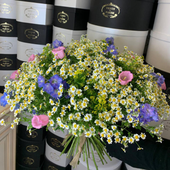 Микс с кампанулой в букете - 25 шт.