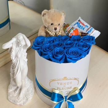 Синий розы с мишкой - 21 шт. Синий розы с мишкой - 21 шт.